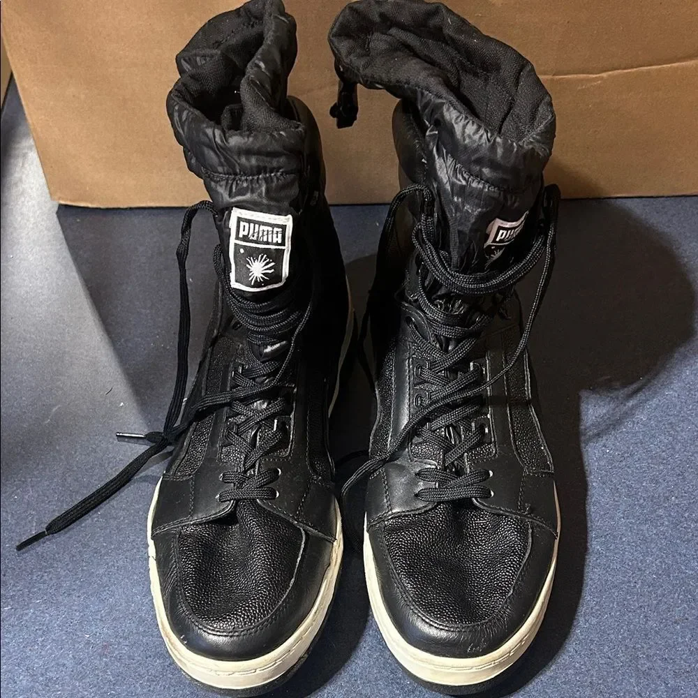 Puma Men's Black and White High-Top Sneakers with snow boot lining
